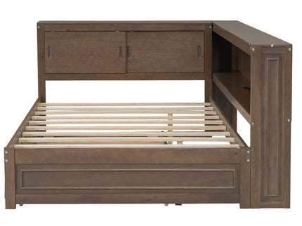 Daybed With Storage Shelves, LED, USB, And Trundle
