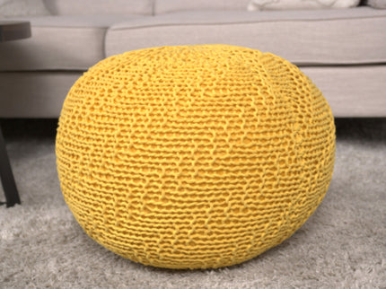 Bordeaux - Knitted Round Pouf Ottoman