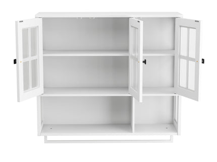 3 Door Wall Cabinet With Glass Door And Towel Bar