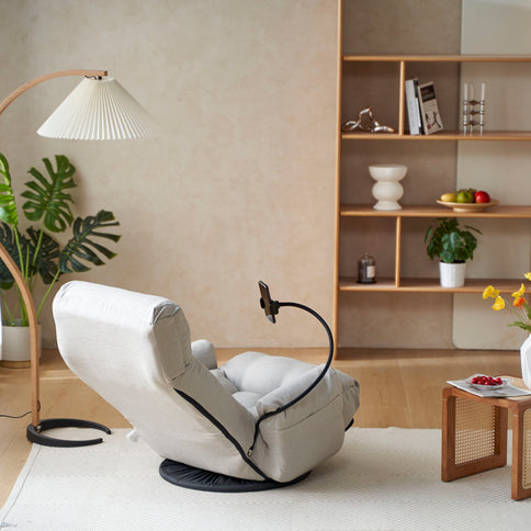 Adjustable Swivel Lounge Chair With 360 Degree Rotating Seat And Headrest Support