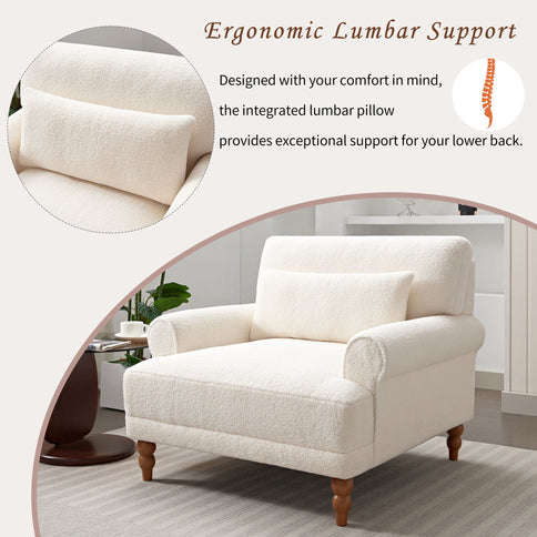 Elegant Circular Armrests, Ergonomic Lumbar Support, Vintage Roman Column Legs, Luxurious Large Size, Enhances Living Room Aesthetics, For Living Room, Bedroom And Study
