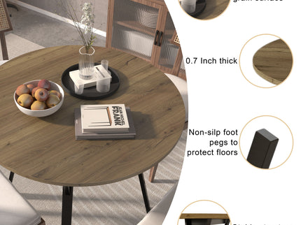 Round Dining Table, For 2 - 4 People - Rustic Brown
