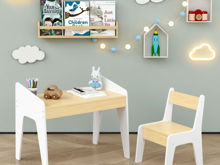Table Set With 1 Chair, Children Study Table For Ages 2 - 8 - White