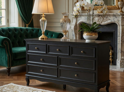 7 Drawer Dresser, Storage Chest - Black