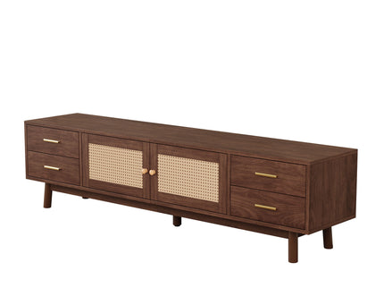 70" TV Stand With Doors For TVs Up To 80", Media Console With 4 Drawers & Cable Holes - Dark Brown