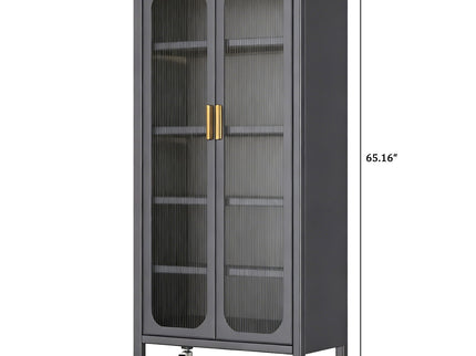 6 Tier Storage Cabinet With Transparent Door, Adjustable Shelves & Wheels