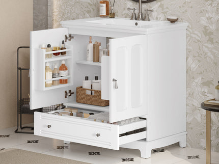 Bathroom Vanity With Sink, Cabinet With Adjustable Shelf And Drawer Divider