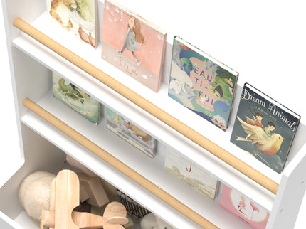 Bookshelf , Book Organizer With Toy Storage - White