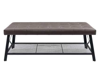Upholstered Coffee Table With Rack - Dark Brown