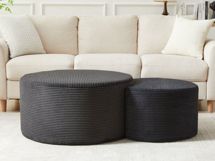 Modern Upholstered Round Coffee Table For Living Room (Set of 2)