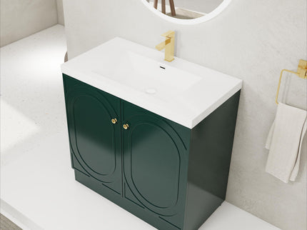 Contemporary Freestanding Bathroom Vanity With Resin Sink & Soft-Close Cabinet Doors