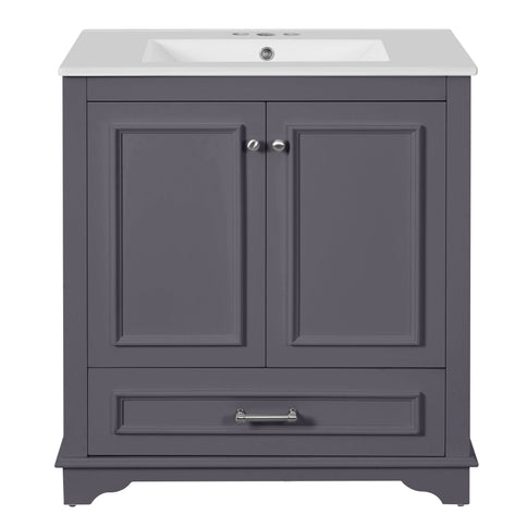 Bathroom Vanity With Sink, Cabinet & 2 Soft Closing Doors & Adjustable Shelf