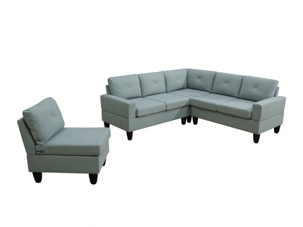 Modular L - Shaped Sectional Sofa 6 Seater 4 Piece, Couch With Chaise - Green