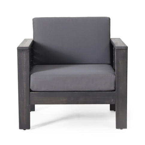 Acacia Wood Loveseat And Coffee Table Set With Cushions
