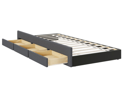Upholstered Platform Bed With Twin Size Trundle And 3 Drawers