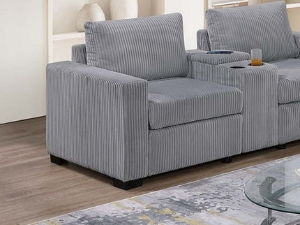 Elegant Simple Sofa Set With Console Cup Holder And Loveseat