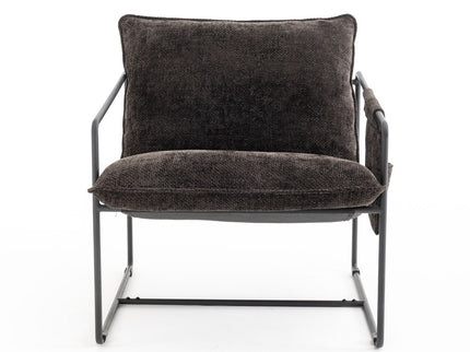 Upholstered Hanging Armchair With Arm Pocket Metal Frame (Set of 2), Crushed Foam Cushions And Skin-Friendly Braid For Living Room And Bedroom