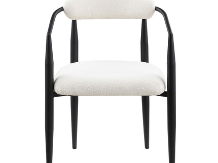 Dining Chairs (Set of 2), Mid-Century Modern Dining Chairs, Kitchen Dining Room Chairs, Round Boucle Backrest Sherpa Dining Chair With Metal Legs