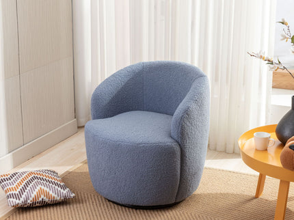 Teddy Fabric Swivel Accent Armchair Barrel Chair With Powder Coating Metal Ring