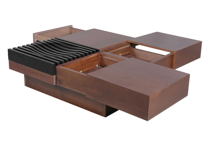 Italian Retro Inspired Acacia Wood Storage Coffee Table - Brown / Black