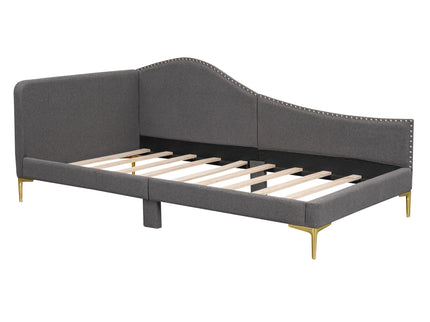 Upholstered Daybed With Headboard And Armrest, Support Legs