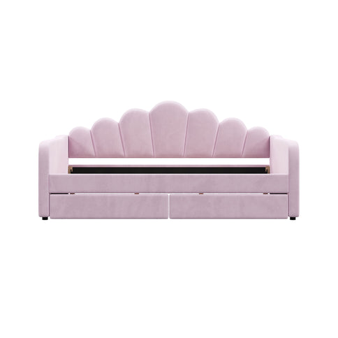 Shell Shaped Upholstered Daybed Frame With Slats