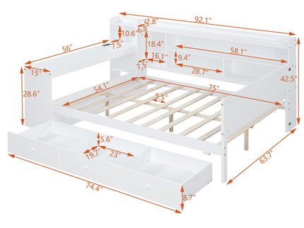 Daybed With 3 Drawers USB Ports And Desk