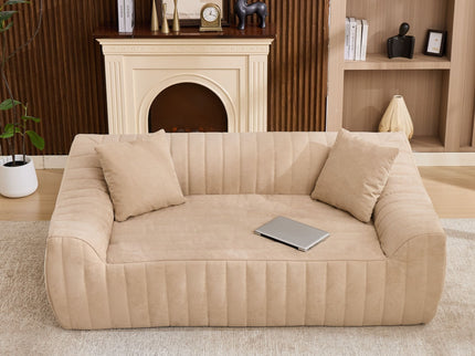 Oversized 2 Seater Loveseat With 2 Decor Throw Pillows, Deep Seat Sofa For Living Rooms
