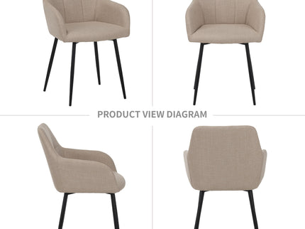 Dining Chair With Backrest And Wide Seat (Set of 2) - Beige