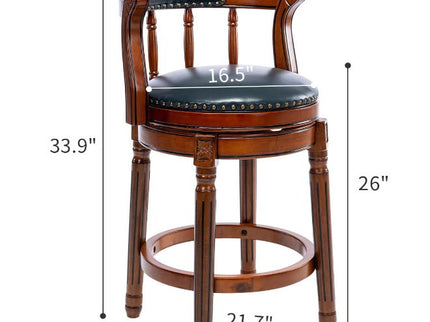 Swivel Cow Top Wooden Bar Stool, 360 Degree Swivel Bar Height Chair With Backs For Home Kitchen Counter