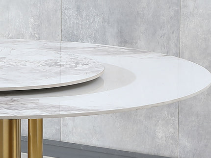 Dining Table, Round For Dining Room - Gold / Gold / White