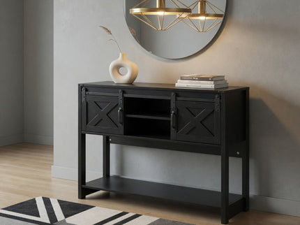 Farmhouse Entryway Table With Sliding Barn Door