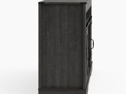 Farmhouse TV Stand With Sliding Barn Doors & Adjustable Storage
