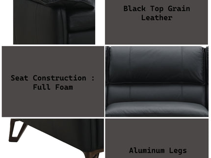 Eilene - Top Grain Leather Sofa - Black