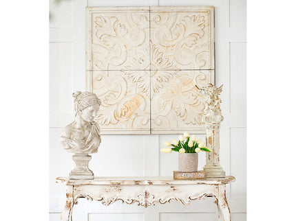 Distressed Wooden Square Wall Panels (Set of 4) - White