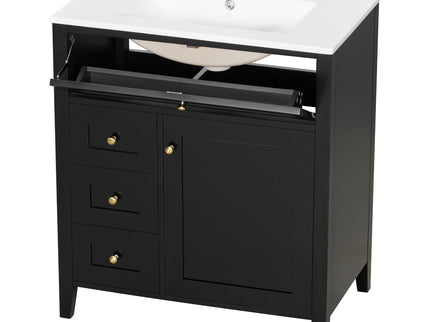 Bathroom Vanity With Sink, 3 Drawers And Adjustable Shelf, Freestanding Storage Unit
