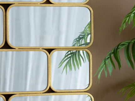 Mirror With en Metal Framed Decorative Rectangle Mirror For Bedroom Dressing Room, Hallway Or Living Spac - Gold