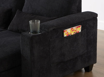 Convertible Chaise Lounge Sofa Chair With USB Ports, Cup Holders, Phone Holder And Storage