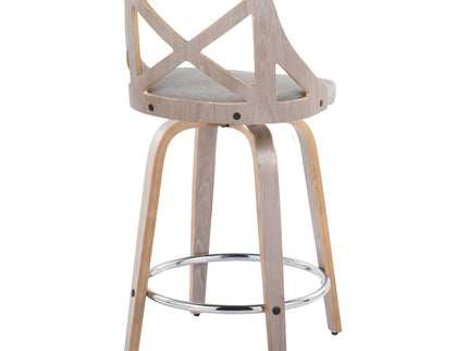 Charlotte - Farmhouse Fixed Height Counter Stool & Swivel With Round Footrest (Set of 2)