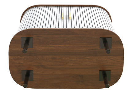 Fluted Wine Bar Cabinet With 8 Grid Wine Rack, 5 Level Adjustable Shelves, 2 Glass Holders