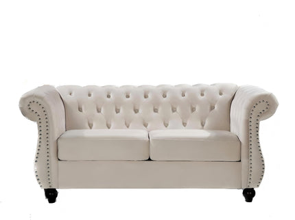 Chesterfield Button Tufted Loveseat With Rolled Arms
