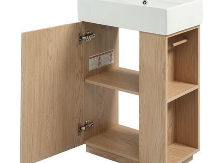 Bathroom Vanity With Sink, Freestanding Wood Grain Cabinet With Storage