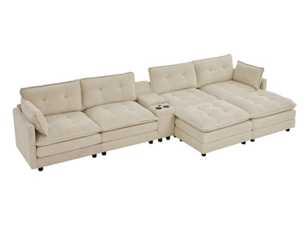 Oversized Modular Sectional Sofa With Multi Functional Console