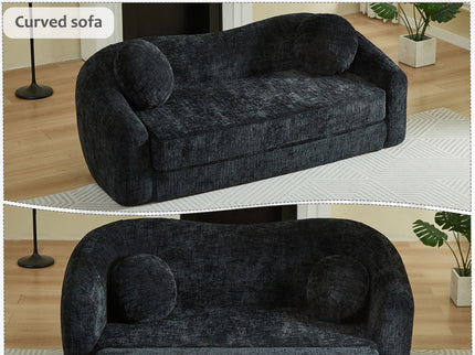 Curved Convertible Sofa, 2 In 1 Frameless Folding Sofa Bed With Pull Out Base And Deep Seat