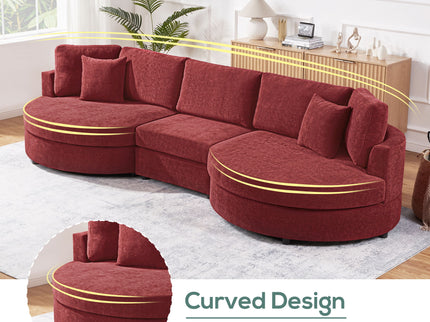 Modern 3 Seater Upholstered Sofa With Curved Design