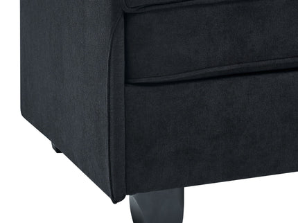 Upholstered Modular Sectional, Customizable Layout, Removable Cushions - Black
