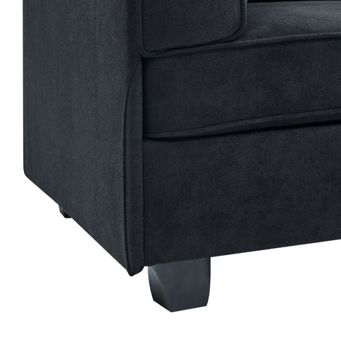 Upholstered Modular Sectional, Customizable Layout, Removable Cushions - Black