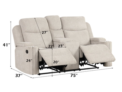 Galya - Motion Loveseat With Console - Light Gray