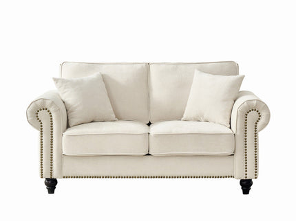2 Seater Sofa With Rolled Arms, Tufted Upholstered Couch