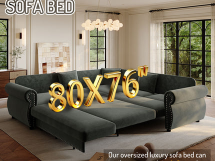 L-Shaped Sofa Couch With Pull-Out Bed